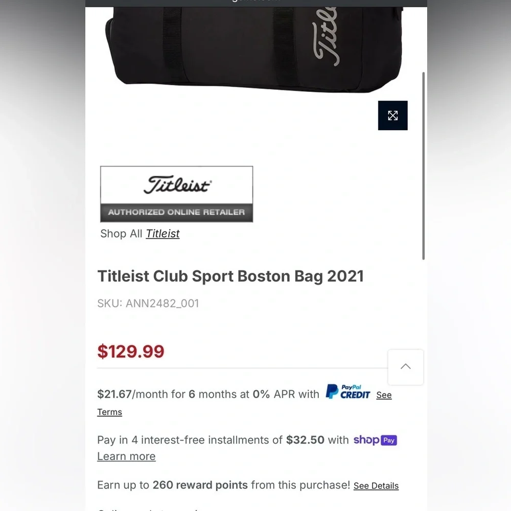 Titleist club sport Boston bag
